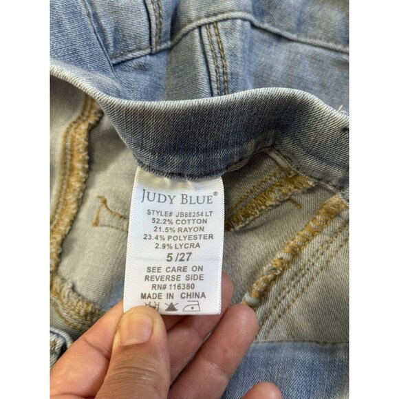 JUDY BLUE Jeans Pull On Skinny Fit Blue Stretch Denim Light Wash Sz 5/27 27x27 - Picture 3 of 7